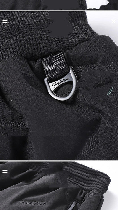 Men's padded cotton trousers with cashmere blend in black and gray, sizes L to 7XL