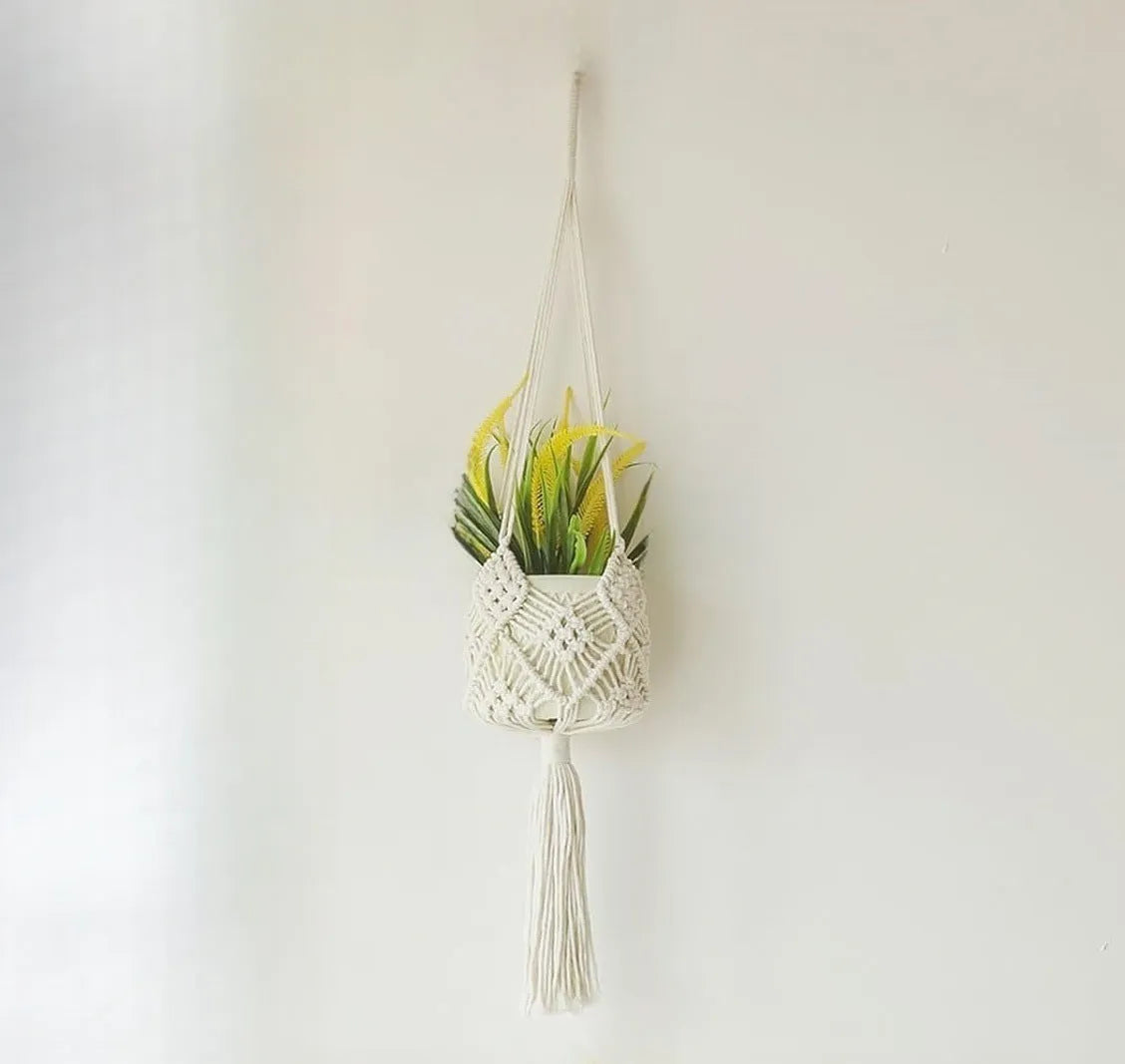 Hand-woven polyester cotton flower pot in brown colour showing 30cm diameter and woven texture detail