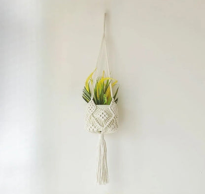 Hand-woven polyester cotton flower pot in brown colour showing 30cm diameter and woven texture detail