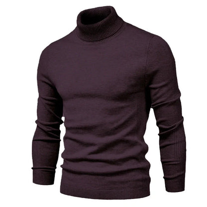 Men's slim fit turtleneck sweater in various colors for winter casual wear