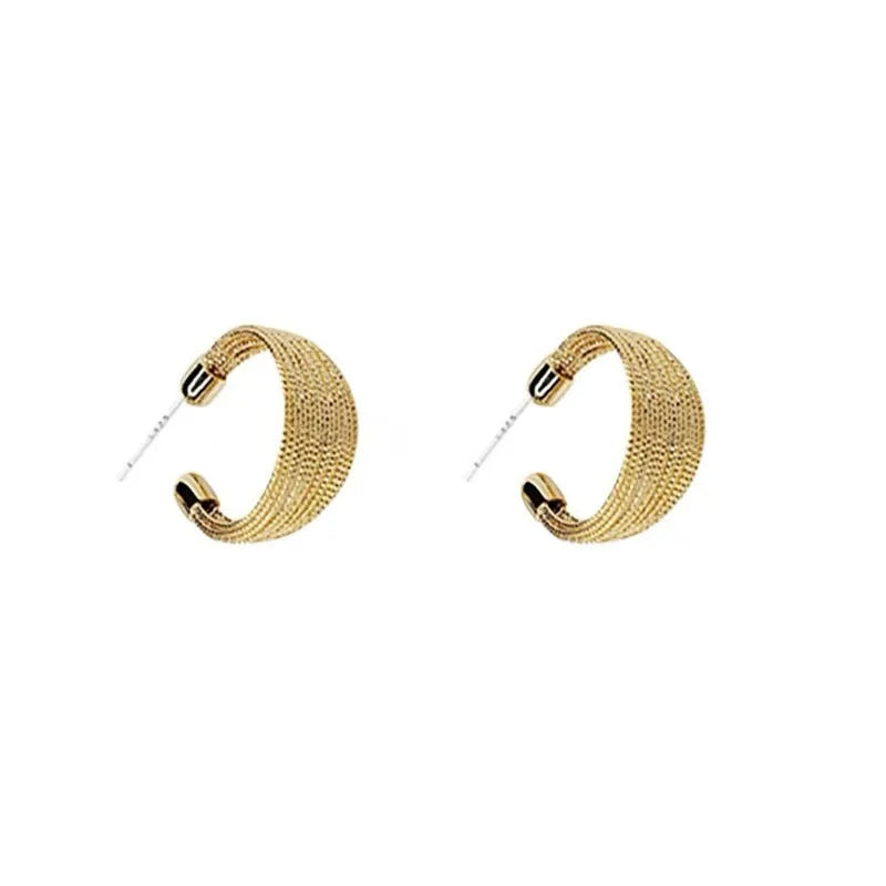Geometric copper earrings set with gold and silver electroplated finish showing clip and stud options
