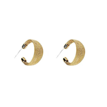 Geometric copper earrings set with gold and silver electroplated finish showing clip and stud options