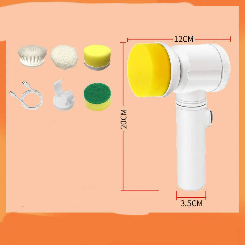 Electric cleaning brush with replaceable brush heads for kitchen surfaces and appliances