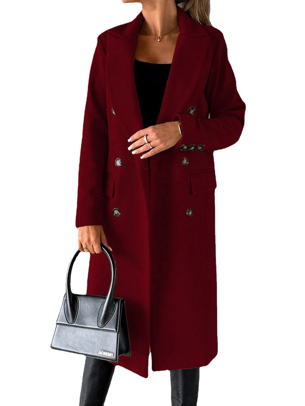 Stylish long sleeve lapel coat in various colors for trendy winter fashion