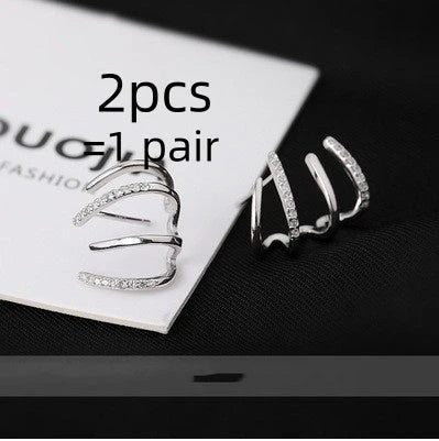 Elegant silver-tone zircon stud earrings with a sleek and sophisticated design