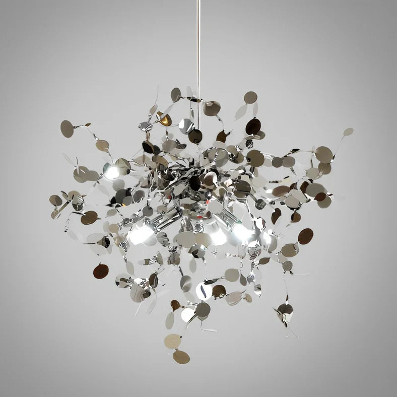 Nordic minimalist stainless steel chandelier with adjustable height and LED lighting in gold finish