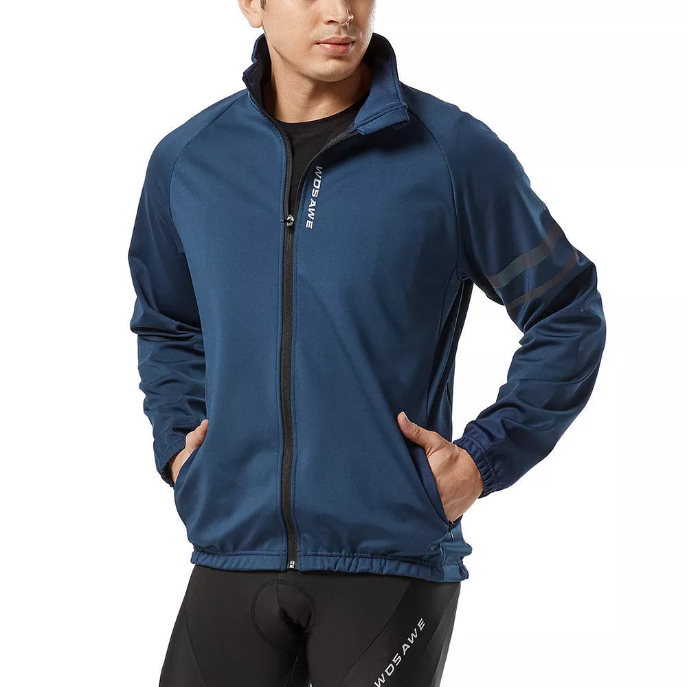 Men's outdoor fleece cycling jacket for mountain sports in dark blue, dark red, or black