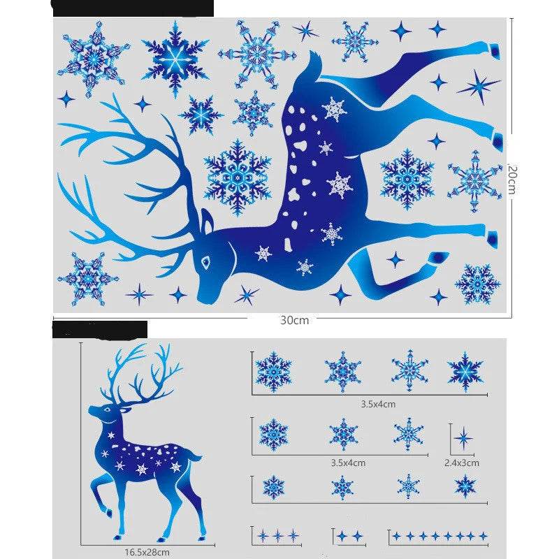 Christmas Elk Snowflake Sticker Decoration for glass and walls, festive holiday decor