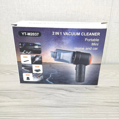 Black AS-228 handheld car cleaner with ABS body, transparent PS cover, 1200 mA battery, and USB charging.