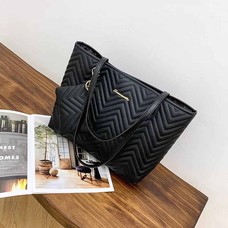 Women's PU diamond plaid embroidered shoulder bag in multiple colors