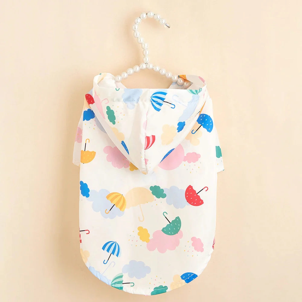 Cartoon umbrella pattern waterproof raincoat for dogs and cats in bright colours