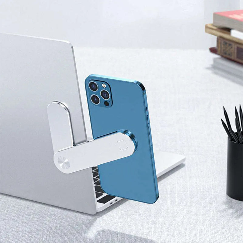 Laptop Phone Holder with Magnetic Clip: Adjustable Side Mount for 4-8 Inch Smartphones, Folds to 2.5cm for Portability, Improves Office Efficiency with Dual-Screen Viewing