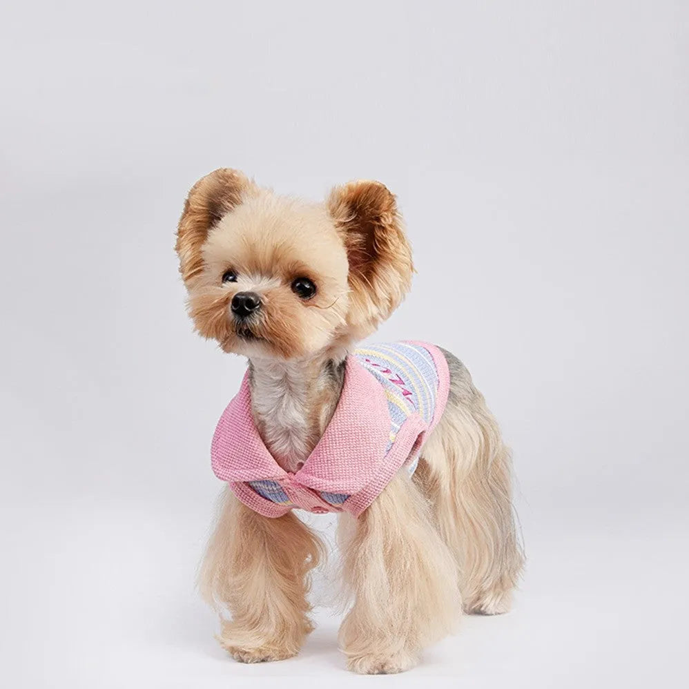 Pink purple vest for small dogs with weight-based sizing from XXS to XXL for autumn weather
