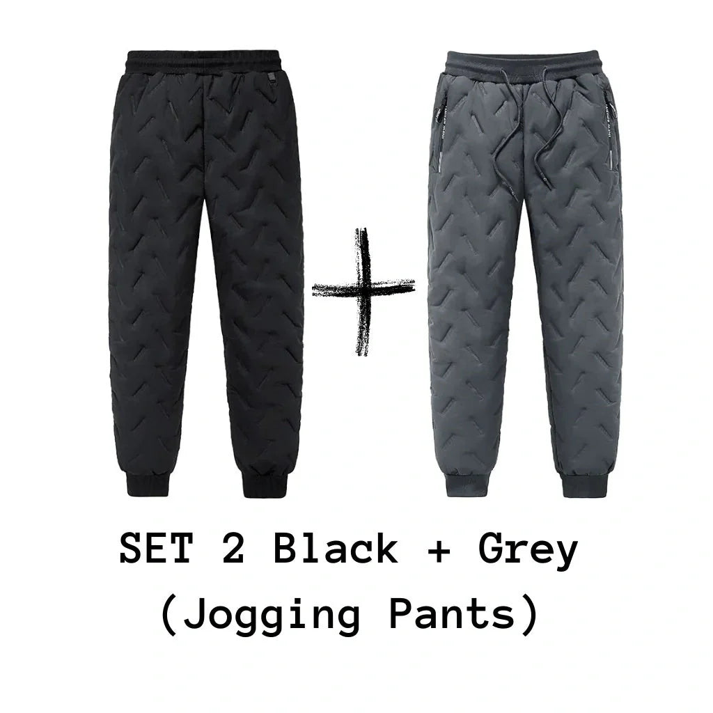 Men's winter velvet fleece jogging pants with zip pocket in various colors and sizes