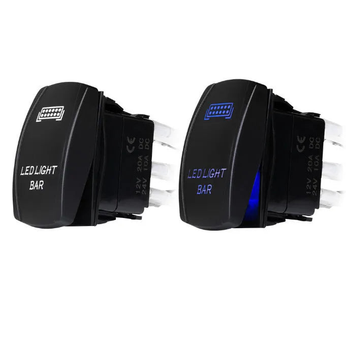 Black off road LED spotlight wiring harness with integrated switch and 2 metre cable length