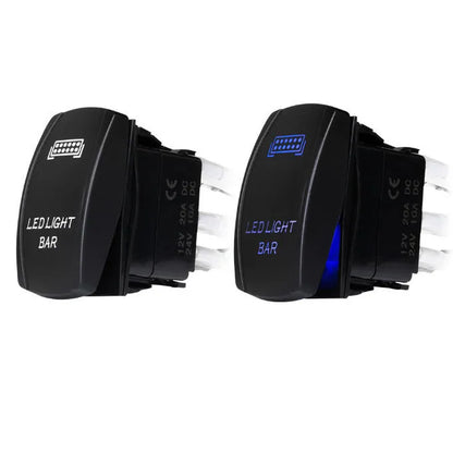 Black off road LED spotlight wiring harness with integrated switch and 2 metre cable length