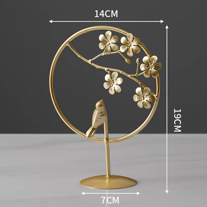 Nordic geometric wrought iron ornament with copper finish measuring 15x20cm