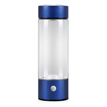 Premium hydrogen water bottle with rechargeable generator, crafted with borosilicate glass for improved cellular health and hydration