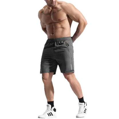 Men's bamboo blend sports shorts in army green with an elastic drawstring waist.
