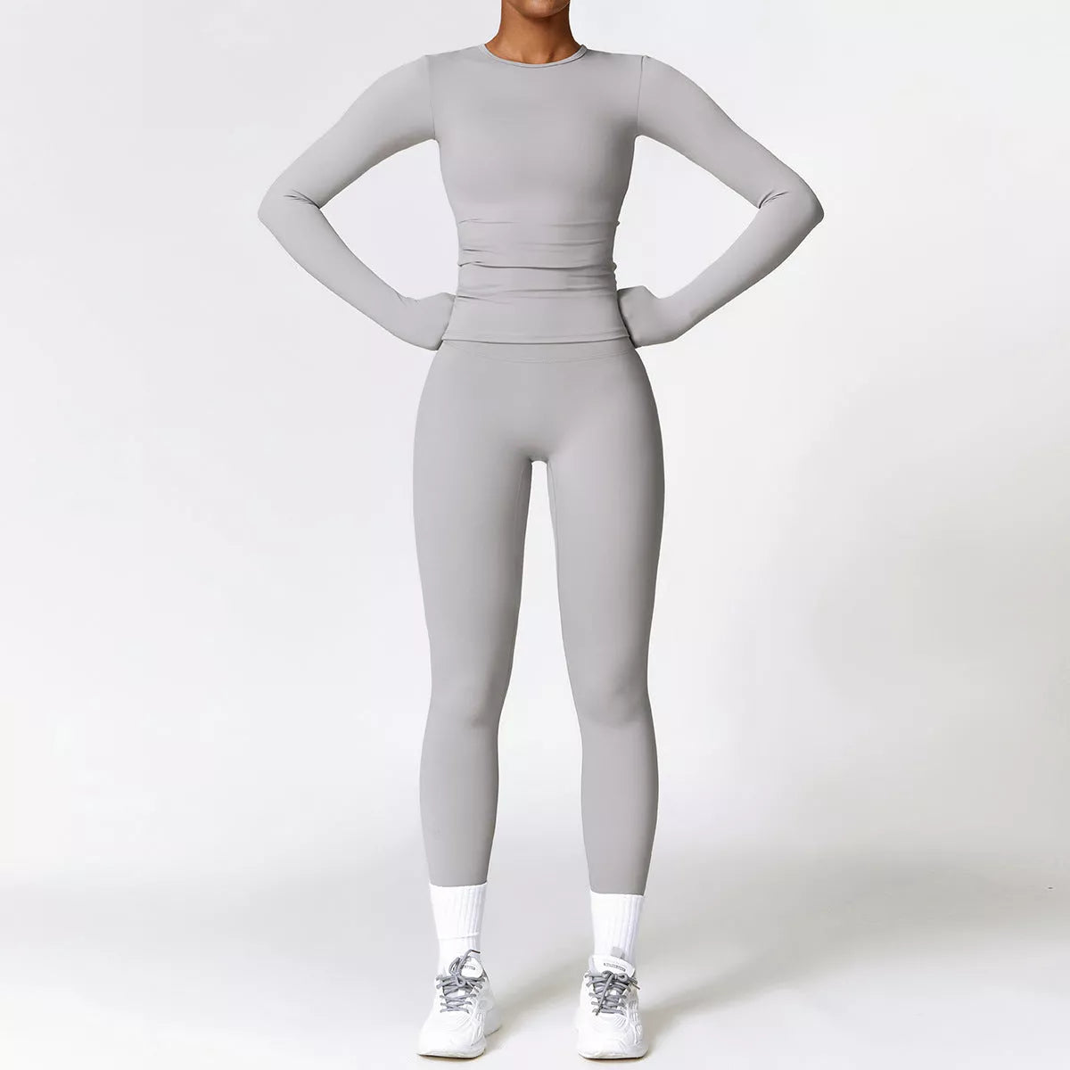 Women's tight-fitting brushed yoga suit in quick-drying nylon-spandex fabric