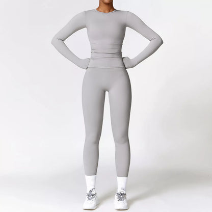 Women's tight-fitting brushed yoga suit in quick-drying nylon-spandex fabric