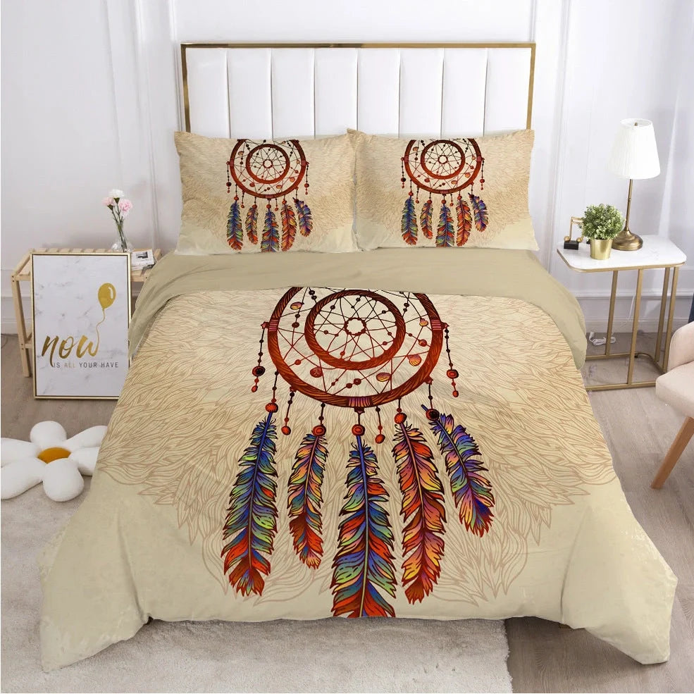3D digital bedding set with geometric pattern duvet cover and pillowcases in twill weave fabric