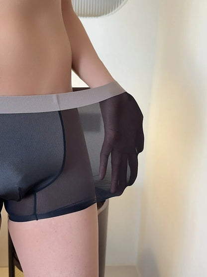 Ultra-thin seamless men's boxers in multiple colours showing honeycomb crotch design and mid-waist cut