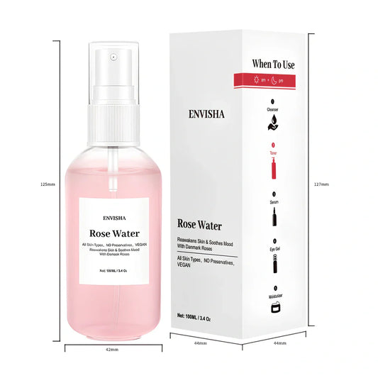 100ml rose water toner bottle with natural rose extract formulation for facial hydration