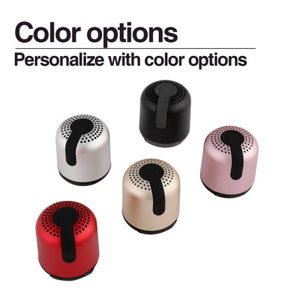 Hieha XQ11 cylindrical portable Bluetooth speaker in black, gold, pink, red, or silver.