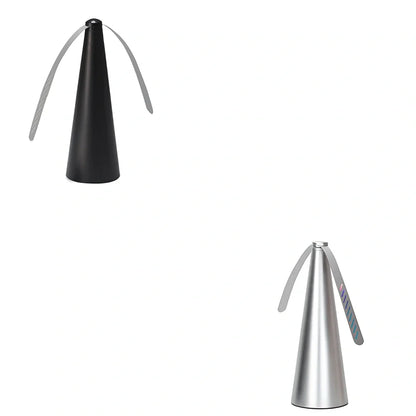 Black fly repellent fan measuring 8.2x8.2x24cm with USB cable for insect protection during meals