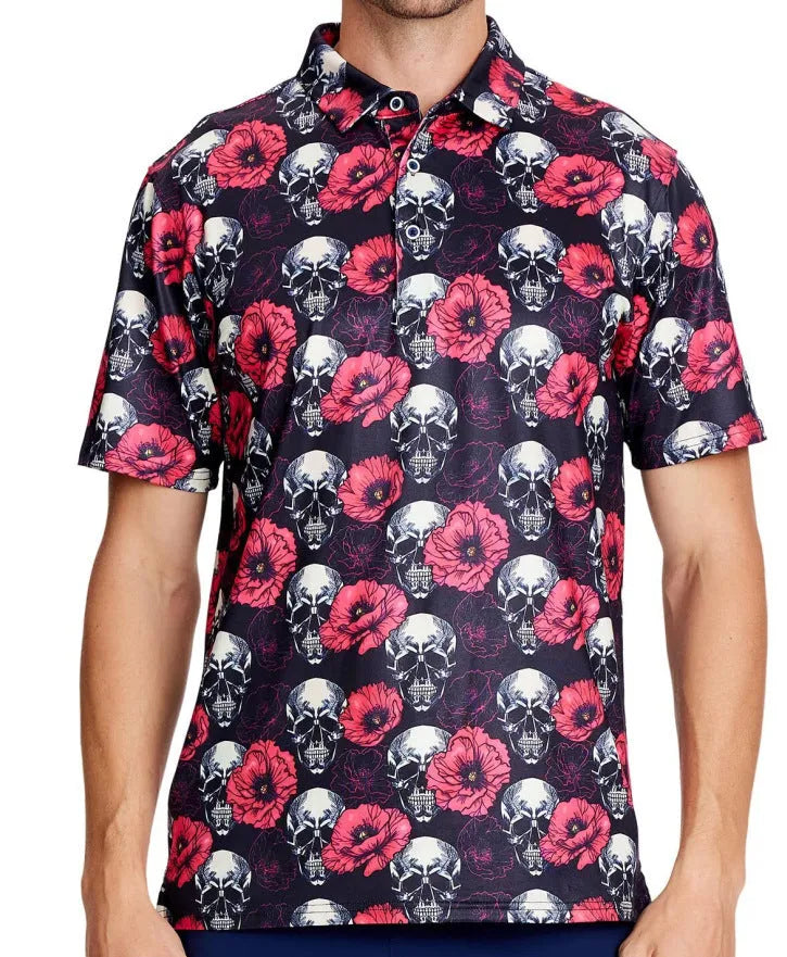 Men's 3D printed short sleeve T-shirt in Japanese retro style with zipper decoration on front.