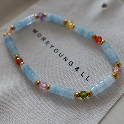 Natural stone pearl necklace with brass gold-plated chain, retro style