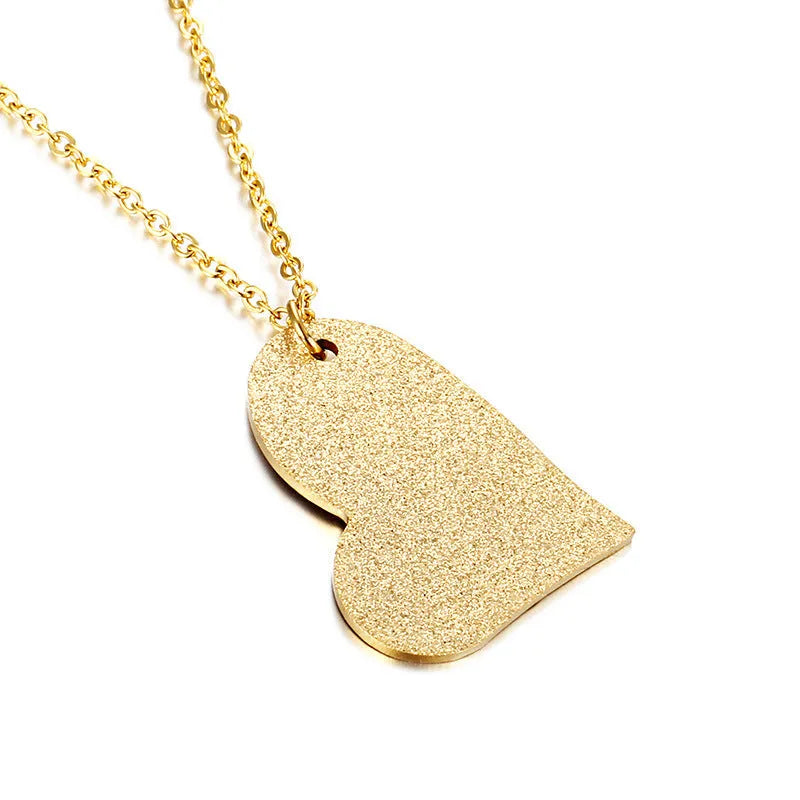 Women's titanium steel necklace with a simple geometric heart-shaped pendant.