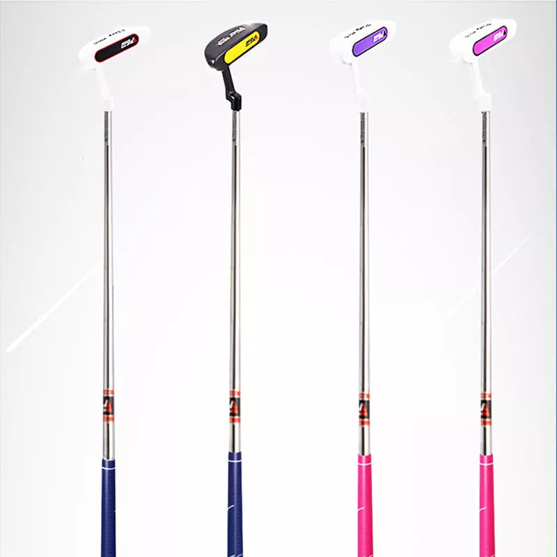 Children's golf training push rod with zinc-aluminum alloy head in multiple colors