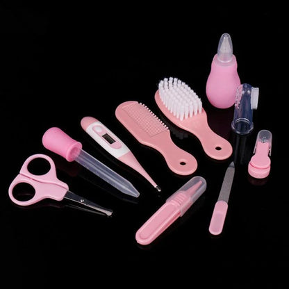 Portable Baby Health Suit 8-Piece Grooming Set with safety scissors, nail clippers, and more