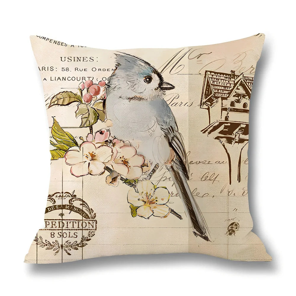 45x45cm printed linen throw pillow cover with temperature regulating properties