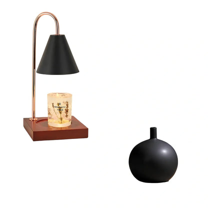 Log aromatherapy melting wax lamp measuring 37cm tall with natural wood base and white lampshade
