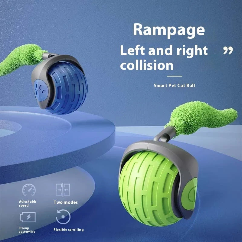 USB Rechargeable Smart Rolling Cat Toy Ball in vibrant colors for feline fun