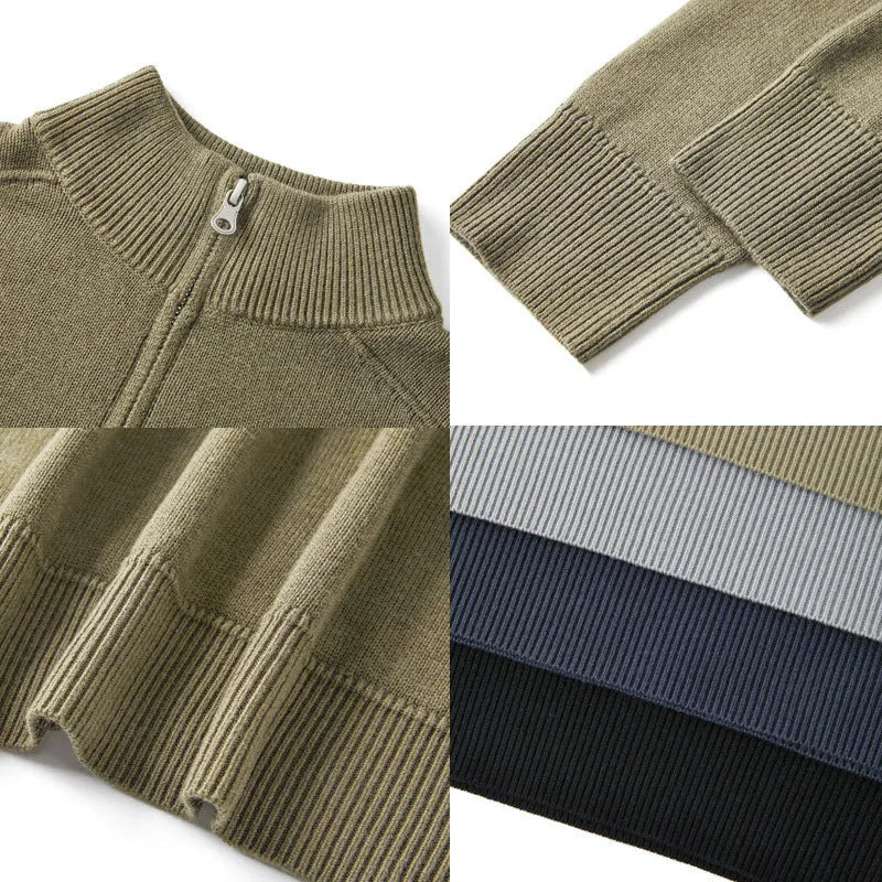 Men's thickened wool casual sweater in slim fit, shown in one of six available colours.