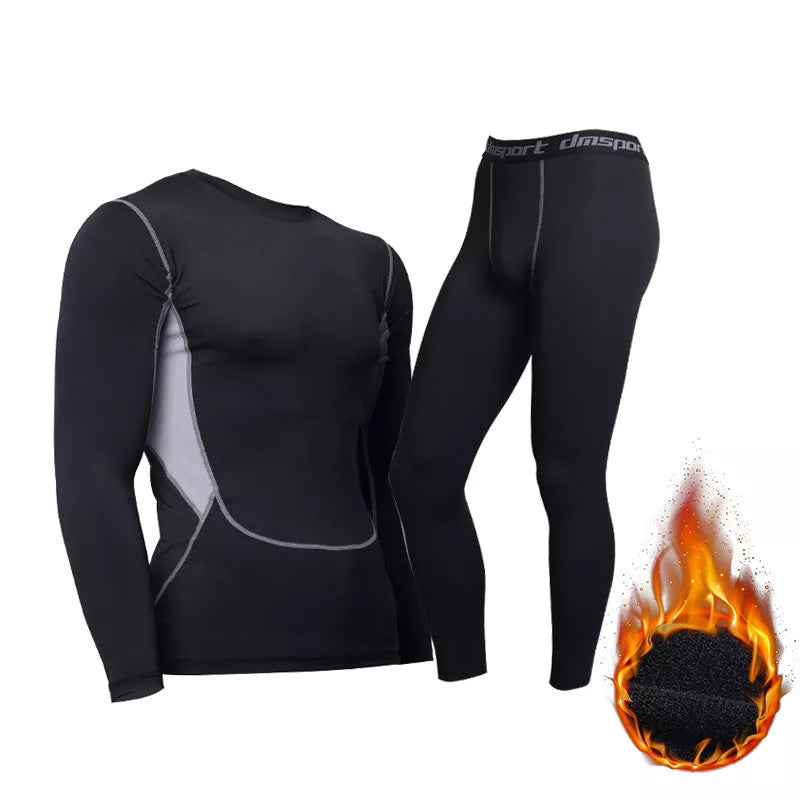 Men's thermal underwear set in black, ideal for winter warmth