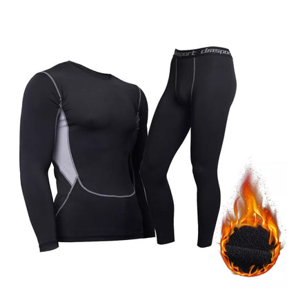 Men's thermal underwear set in black, ideal for winter warmth