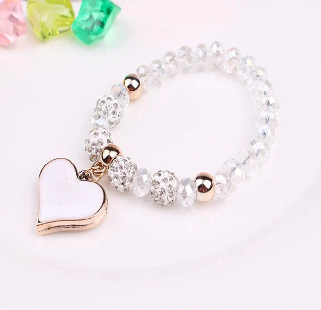 Stylish Elastic Crystal Heart Bracelet with adjustable elastic band and sparkling crystals