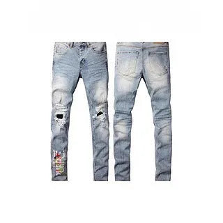 A pair of black men's slim-fit skinny jeans with a straight-leg pencil pants silhouette on a mannequin.