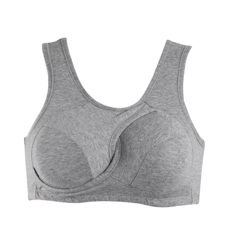 Women's cotton wireless vest with breathable beauty back in skin color, black, and gray