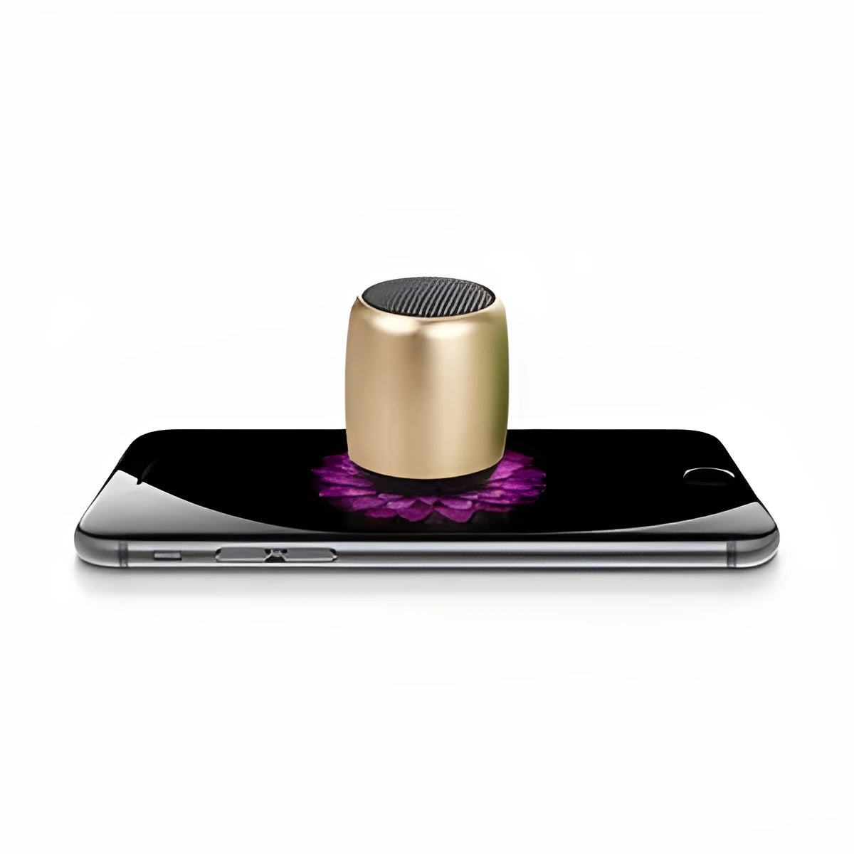 Small portable Bluetooth speaker in black, blue, gold, or pink colour options