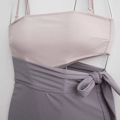 One-piece swimsuit with chest pad, polyester, tight-fitting solid colour colour-matching swimwear in M L XL