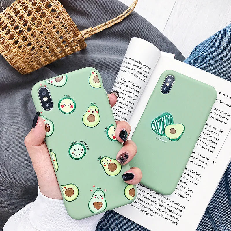 Avocado cartoon design TPU phone case for iPhone with precise cutouts