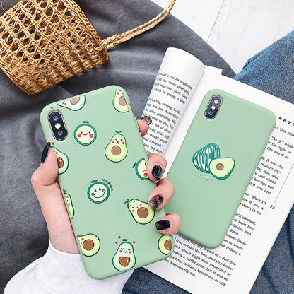 Avocado cartoon design TPU phone case for iPhone with precise cutouts