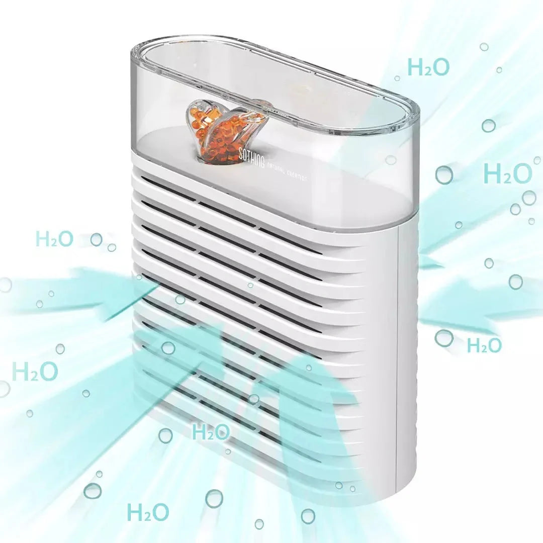 Recyclable cabinet dehumidification box with transparent top and color-changing moisture indicator