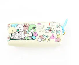 Leather pencil case, 22cm x 9.5cm x 7cm, zip closure, animal and fruit patterns, 18 colours